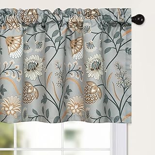 Leeva Kitchen Valances for Windows, 1 Panel Linen Textured Decorative Va...