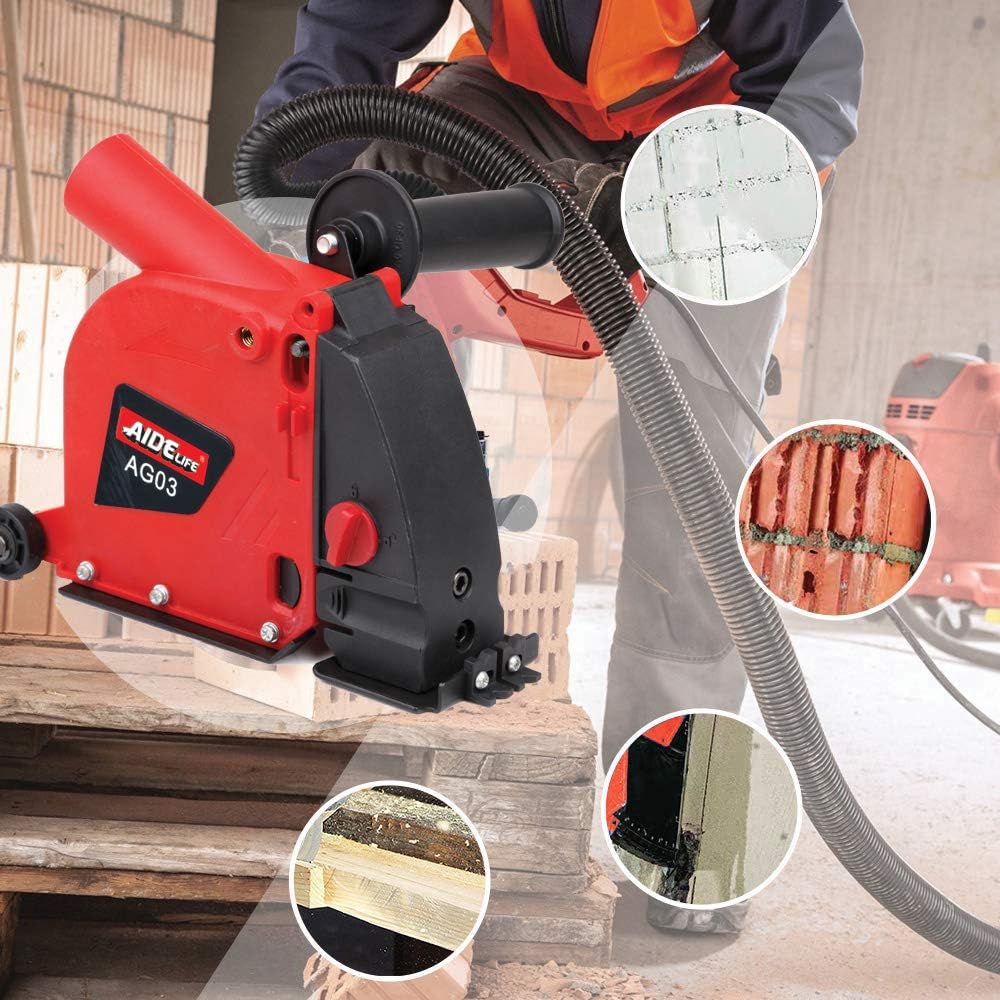 Aidelife Angle Grinder Dust Collection Attachment for Double-Cut Saw,Wall Chaser Dust Shroud 5 inch