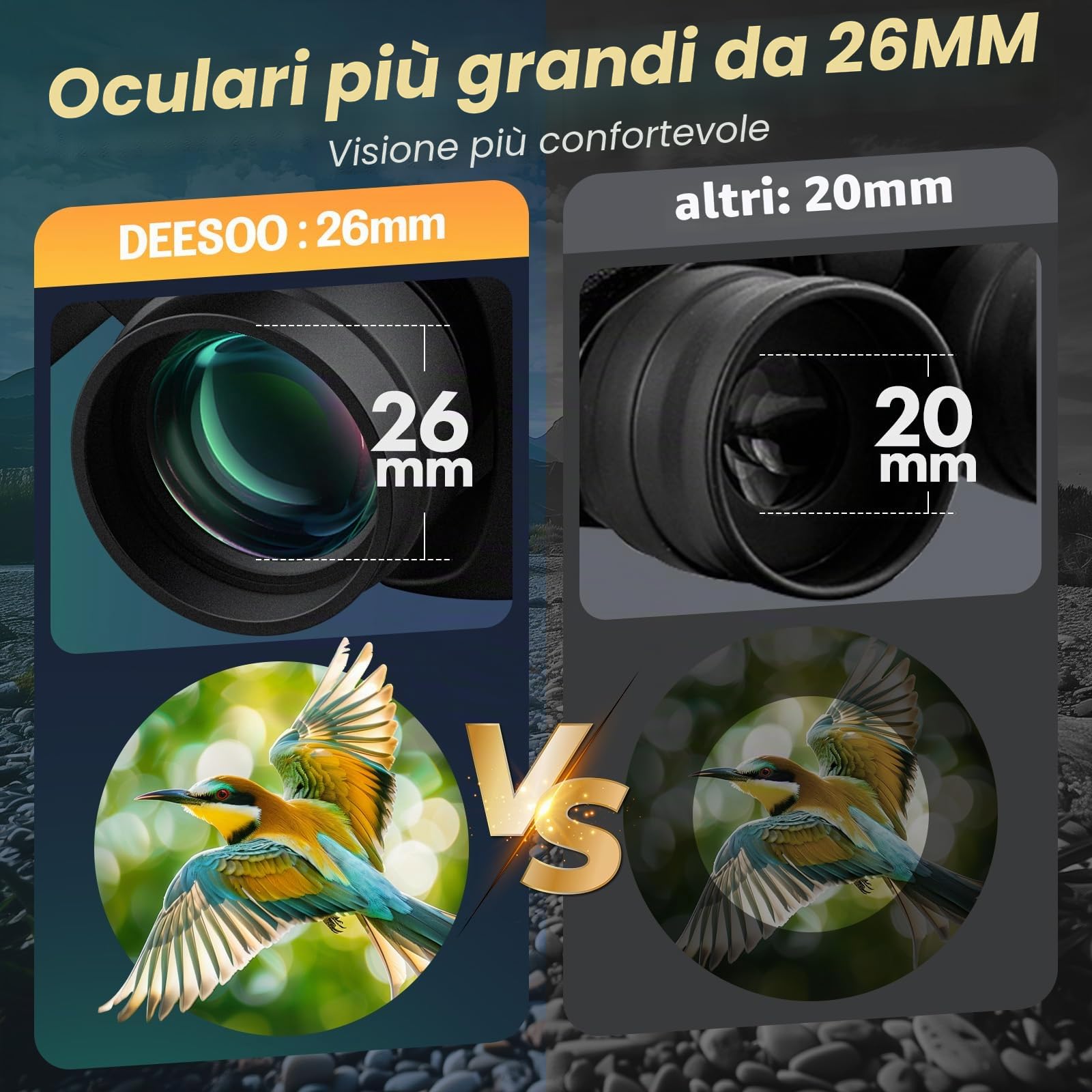 Binocolo 20 x 52 per adulti ad alta potenza, HD, visione ampia, visione bassa, binocolo professionale per bird watching, caccia, viaggi, crociera, sport all'aria aperta, con borsa per il