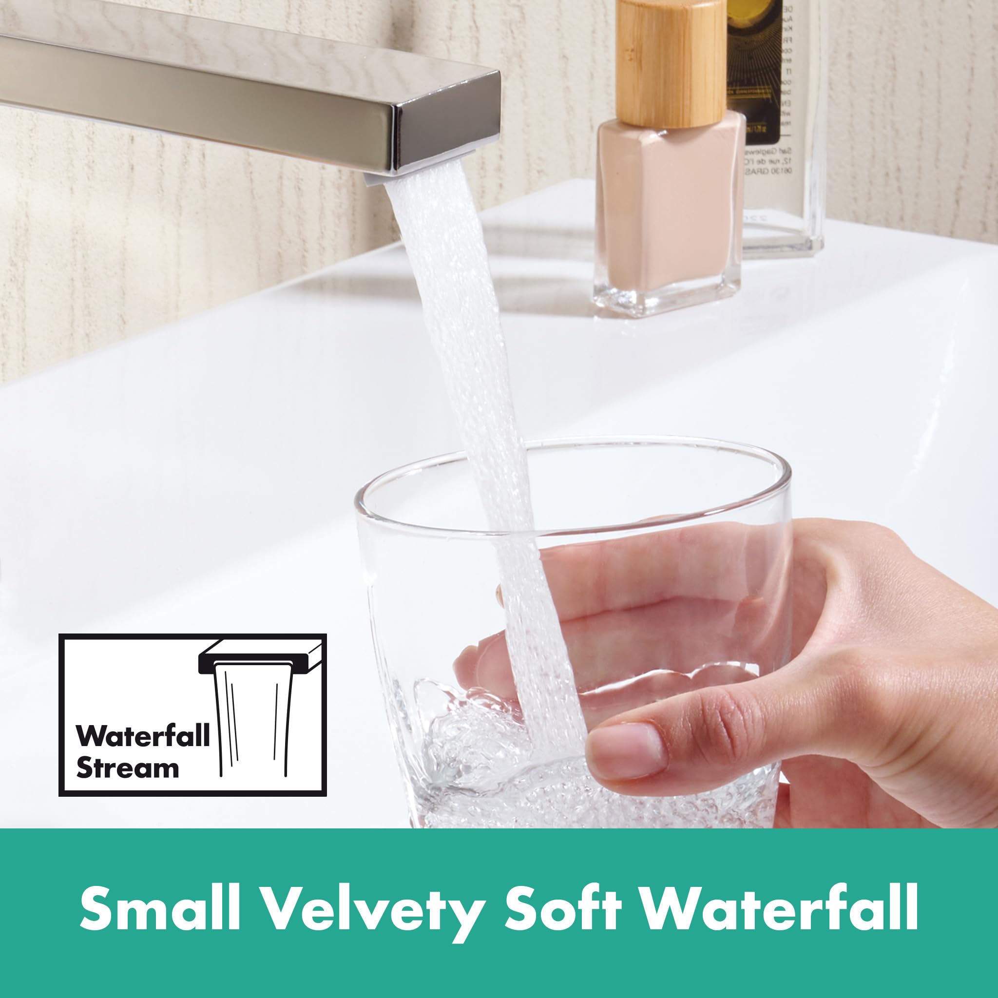 hansgrohe Tecturis E - Waschtischarmatur mit Zugstange, energiesparend (CoolStart), Wasserhahn Bad mit Auslauf Höhe 110mm, Mischbatterie Waschbecken wassersparend (EcoSmart), Chrom