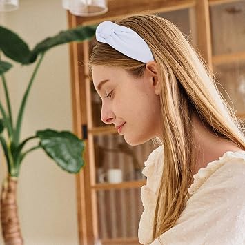 White Headbands for Women Knotted Headbands, Large Head Bands for Women's Hair Wide Head Bands, Thick Head Band Womens Fashion Head Band Hair Accessories for Women