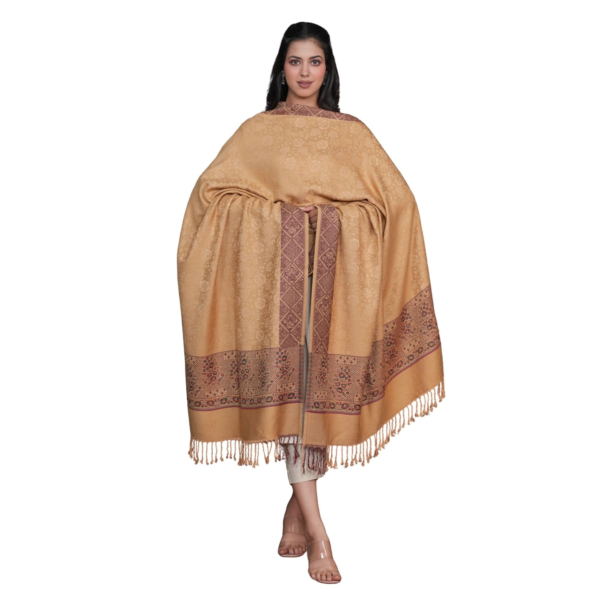 Acrylic Ethnic Shawl for Women | Printed Self-Pattern Winter Stole-image-36