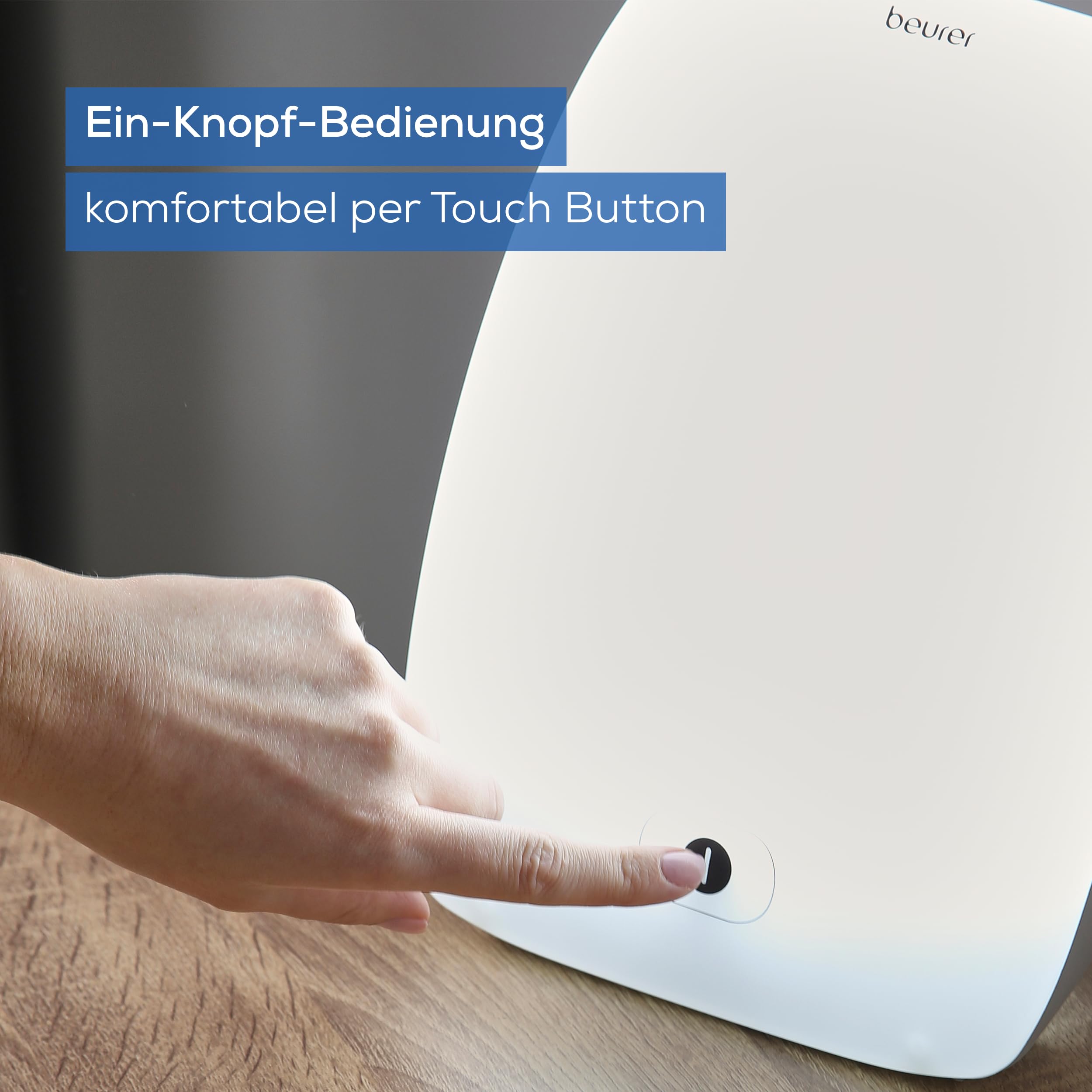 Beurer TL 41 Touch Tageslichtlampe mit Touch Button, gesteigertes Wohlbefinden durch Simulation von Tageslicht, ideal für den Schreibtisch, Weiß