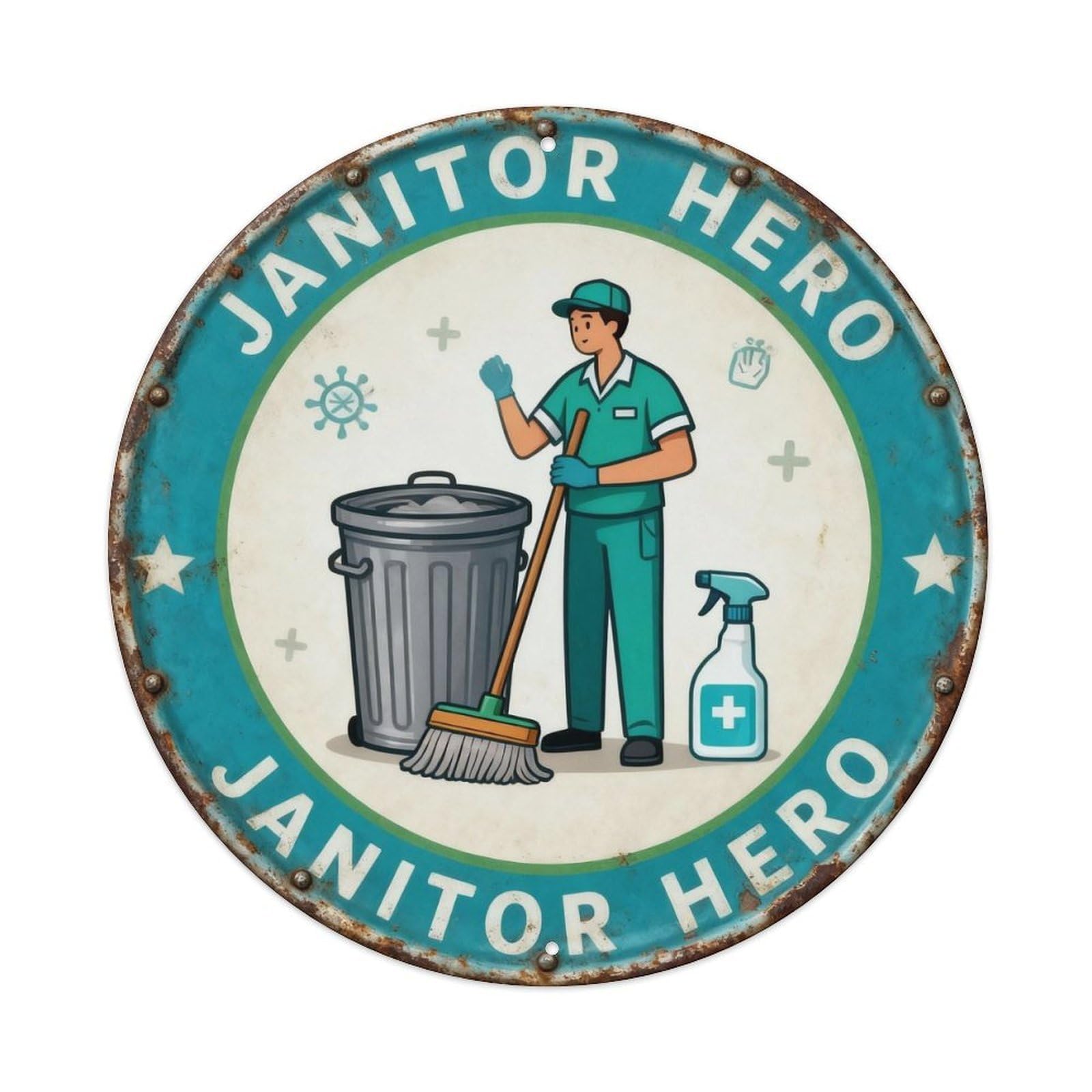 Janitor Hero Metal Tin Sign Plaque