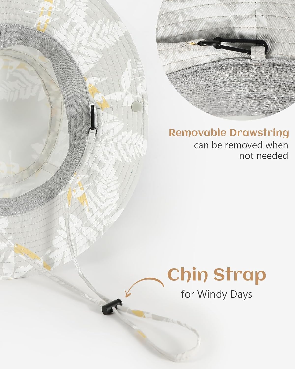 Printed Bucket Hat UPF 50+ Quick-Dry Breathable Sun Hat, Roll-Up Brim Boonie Hat with Adjustable Fit for Beach Hiking Fishing - Image 5