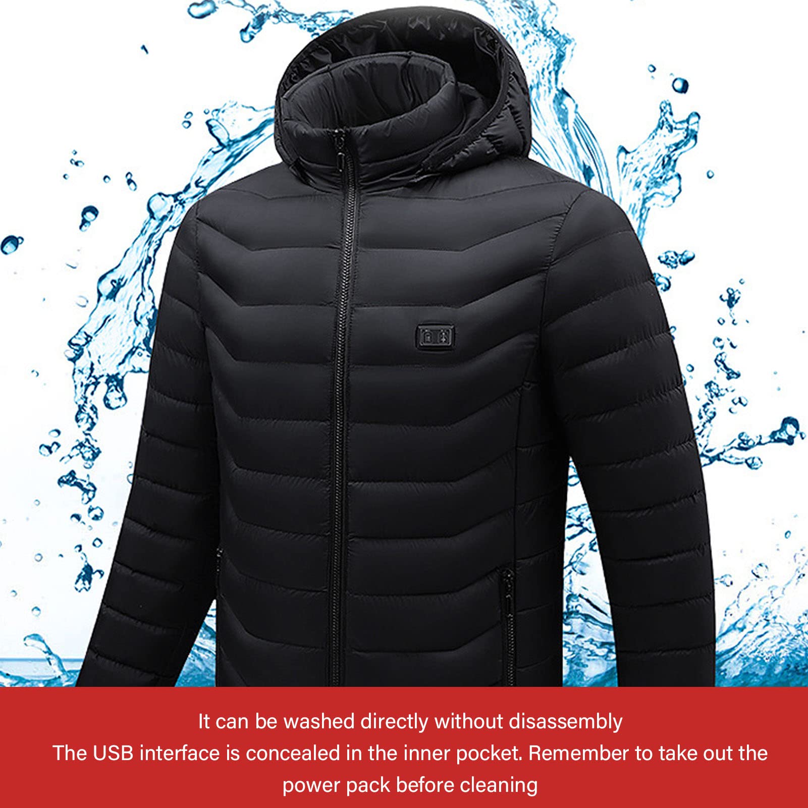 Renguthermal Jacket With Hood Black Thermal Coat For Office