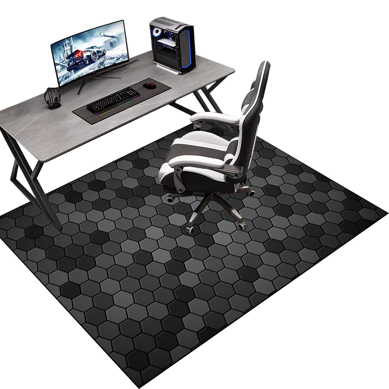 Office Chair Mat for Hardwood Floor, 140 x 160 cm Floor Protector Mat Anti-Slip Floor Mat for Office Chair, Desk Chair Mat for wooden Floors, Floor Mats Wood/Tile Protection Mat for Office & Home