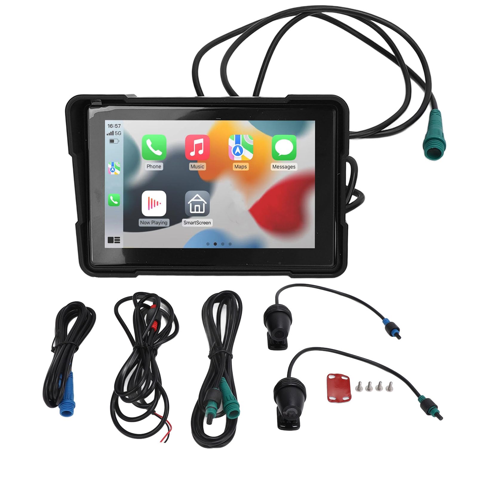 Generic Écran GPS de Moto, Navigateur de Moto, Haute sensibilité, Projection sans Fil de 5 Pouces, Double Caméra, écran Tactile IPS pour Moto (avec Un Appareil Photo)
