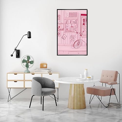 Miniatura 6 de Pósteres de lienzo de paisaje japonés de la ciudad de Kioto, arte de pared de calles rosas de Japón, arte de pared de los años 90 para sala de