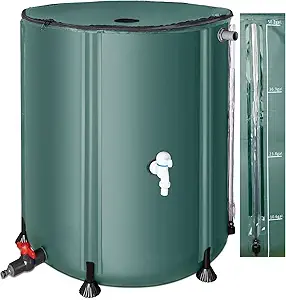 FAMIROSA Collapsible Rain Barrel, 53 Gallon Portable Rain Barrel, Rainwater Collection System for Garden Water Catcher Container, Rain Water Collection Barrel System with tick Marks, Green