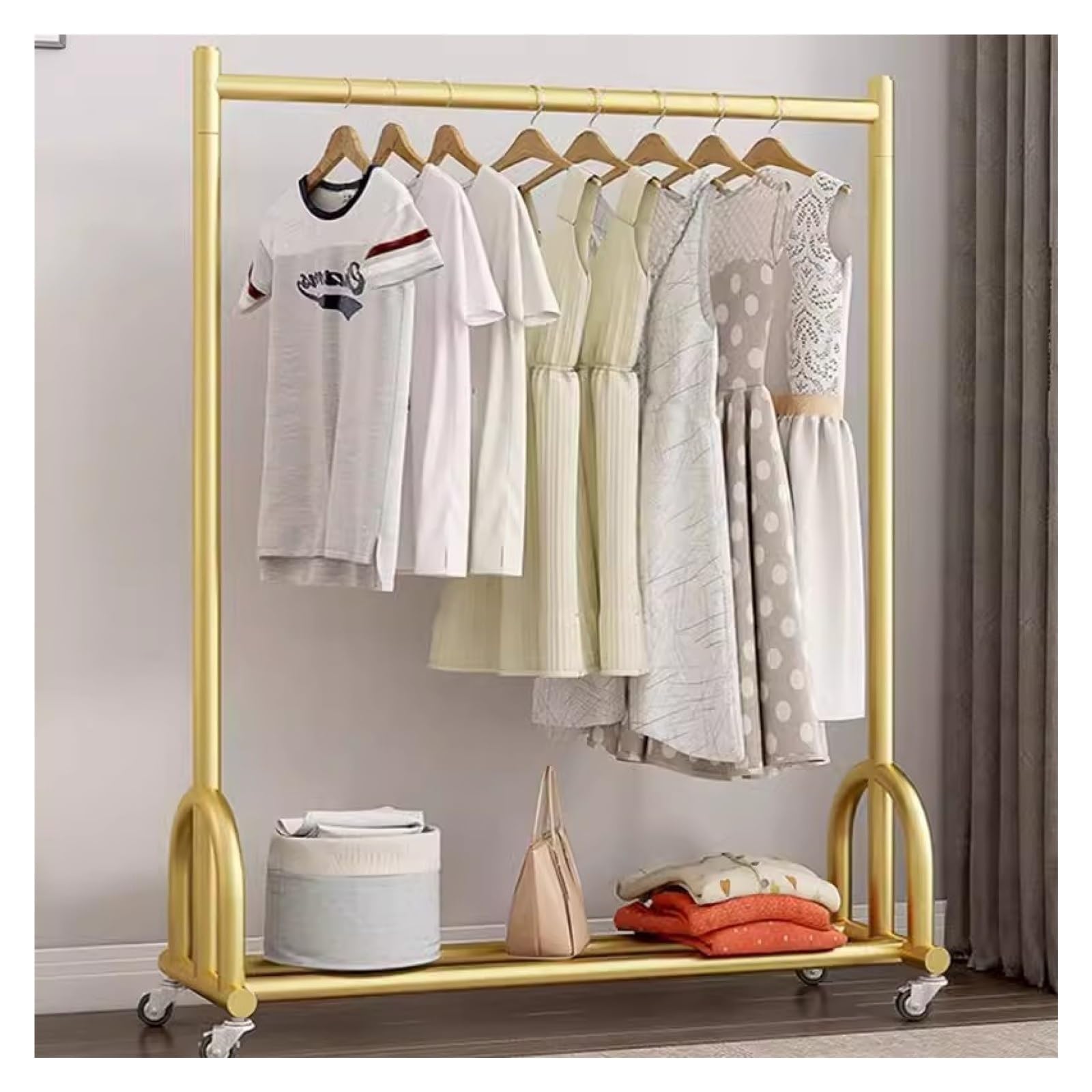 JYBNBBE Portable Clothing Rack - Sturdy Garment Display Stand for Bedroom, Living Room, and Boutique,Gold-100X40X150CM