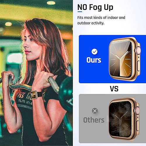 Miniatura 4 de Goton - Funda impermeable para Apple Watch SE de 40 mm (2. generación) Series 6 5 4, protector de pantalla de vidrio templado, de policarbonato duro