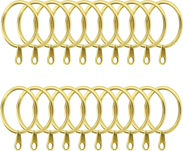 LAKEDO Metal Curtain Rings20 Pack, Gold30mm I Heavy Duty Iron Curtain Rings For Hanging Window And Shower Curtains - Drape Sliding Curtain Pole Rings  Silver, Black And Brass Colors