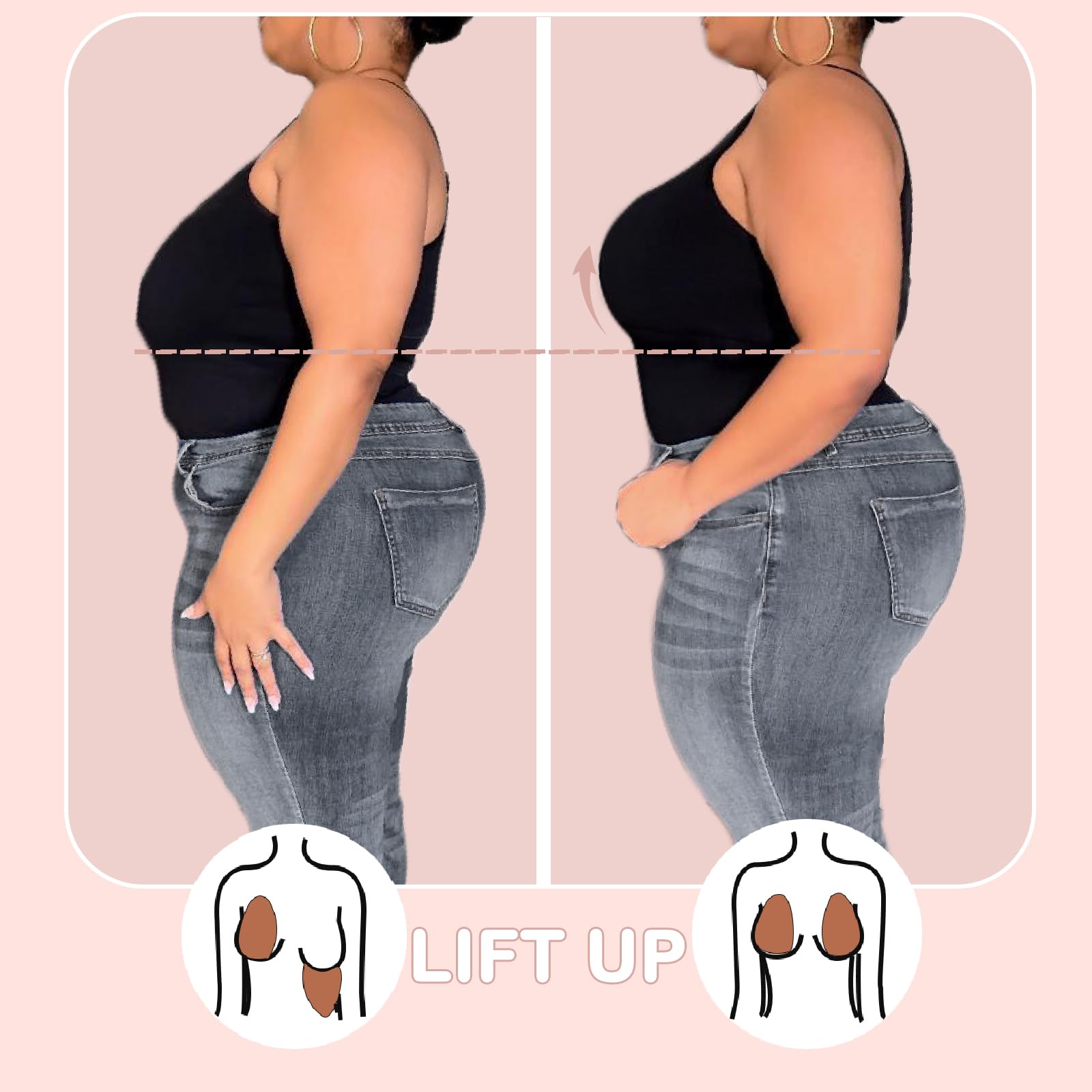 2 Paar Push-Up Brust Tape für Große Körbchen, Selbstklebend Rückenfrei Unsichtbar inkl. Nippelcover, Beige