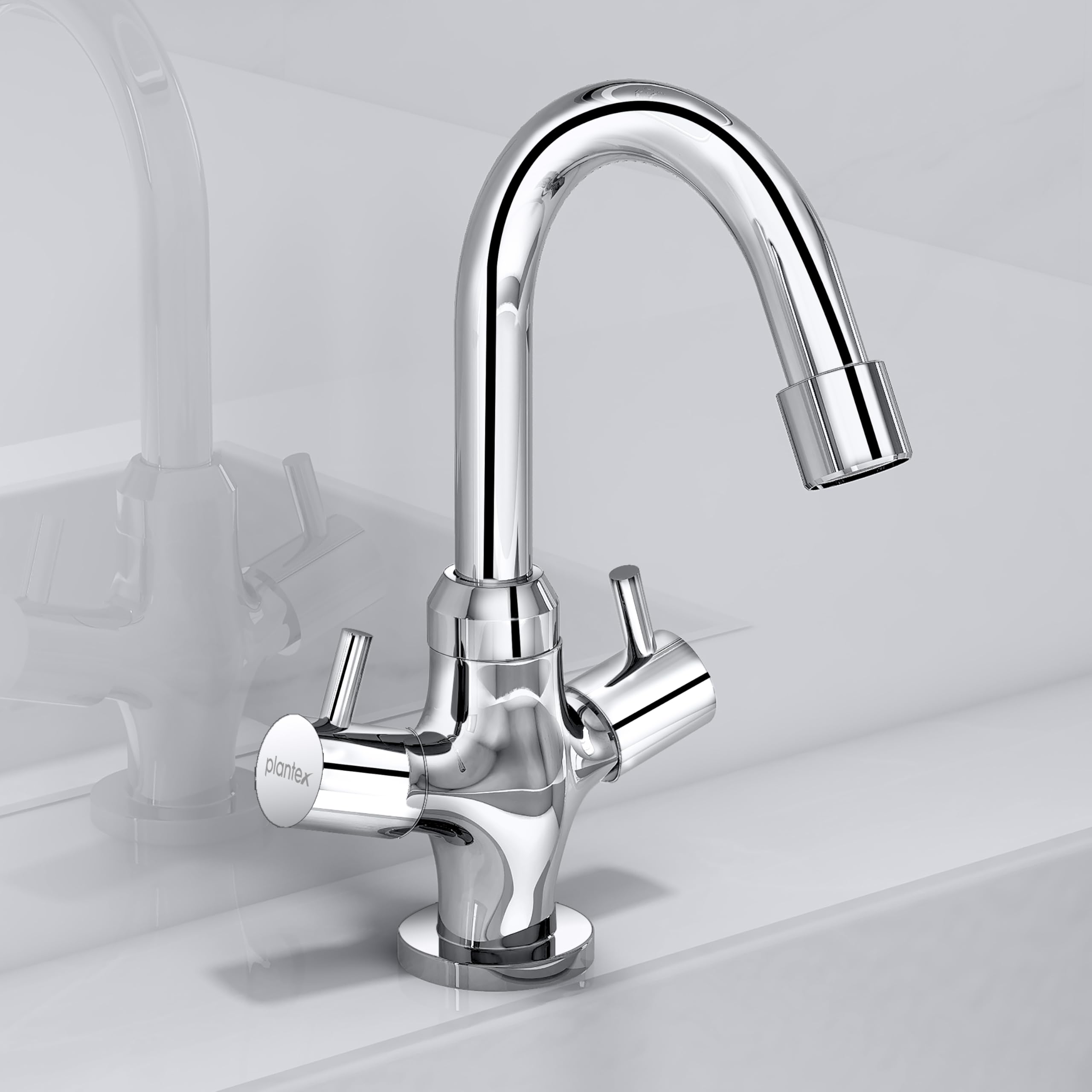 plantex pure brass basin sink mixer tap hot and cold/mixer tap for bathroom/wash basin tap with teflon tape -7 year warranty by plantex (ico-909-chrome)