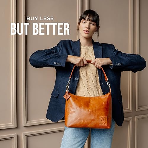 Miniatura 9 de BERLINER BAGS Bolso De Hombro De Cuero Genuino Vintage Bella, Bolso Hobo, Bolso De La Manija Superior, Bolso Para Las Mujeres - Marrón