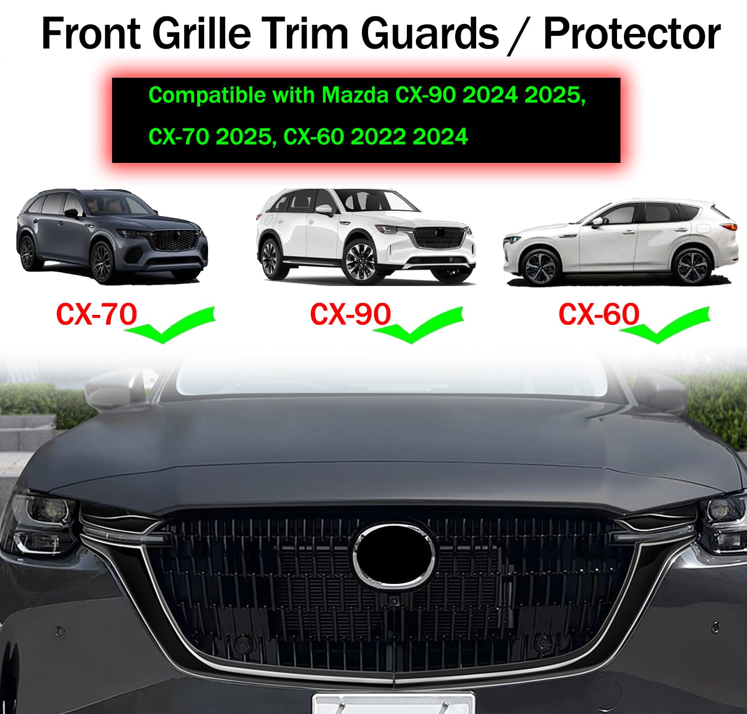 Amazon.com: GZBFTDH ABS Matte Black Front Grille Edge Trim for