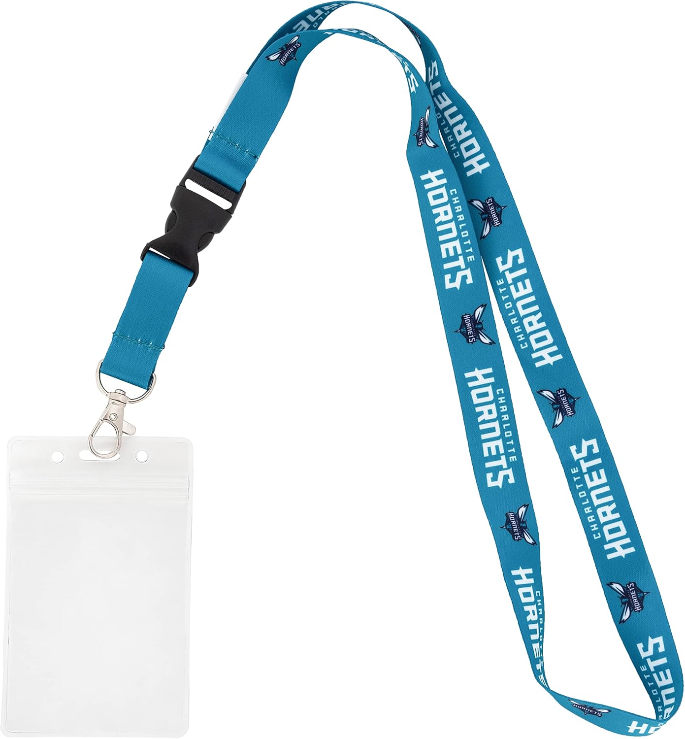 Desert Cactus Charlotte Hornets Lanyard ID Badge Holder NBA Car Keys Keychain Snap Buckle National Basketball Association (Design 1 with Pouch)