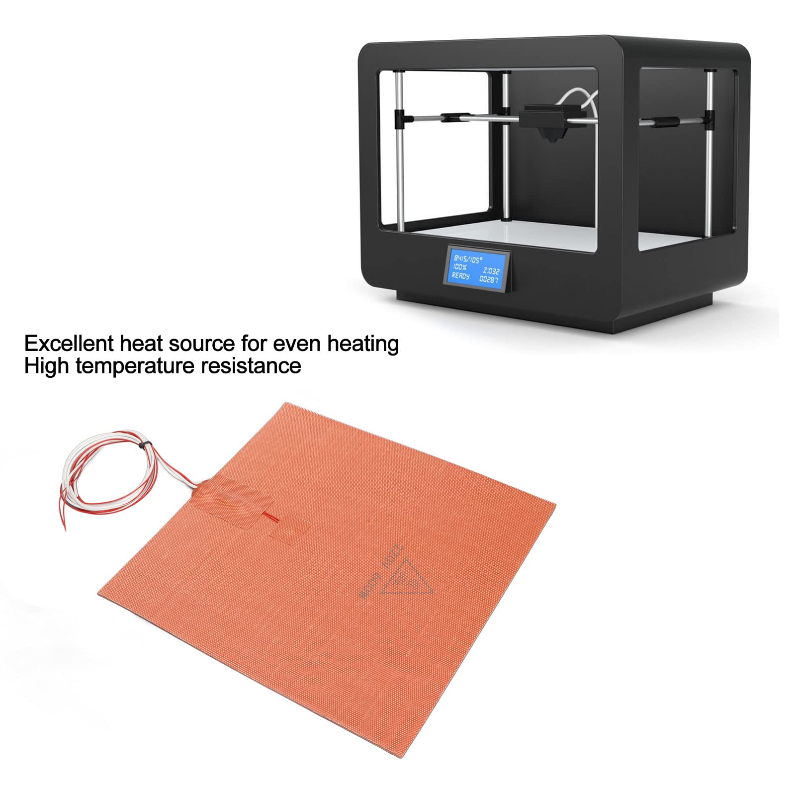 Almohadilla Térmica de Alta Temperatura, 220V 600w Cama Caliente de Silicona Accesorios de Impresora 3D Almohadilla Térmica de Silicona 280x280mm