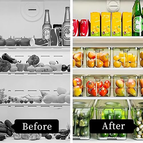 Miniatura 6 de Zerodis Contenedores de almacenamiento de alimentos para nevera, organizador de refrigerador con tapa extraíble, organizador de frutas de plástico