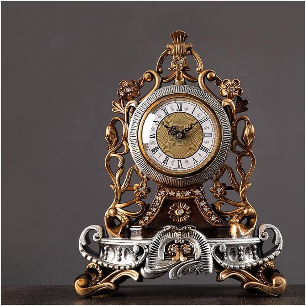 European Style Retro Clock Desk Table Analog Clock Operated with Silent Sweep Mechanism Decoration Clock Home