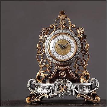 European Retro Clock Desk Table Analog Clock Operated with Silent Sweep Mechanism Decoration Clock Home