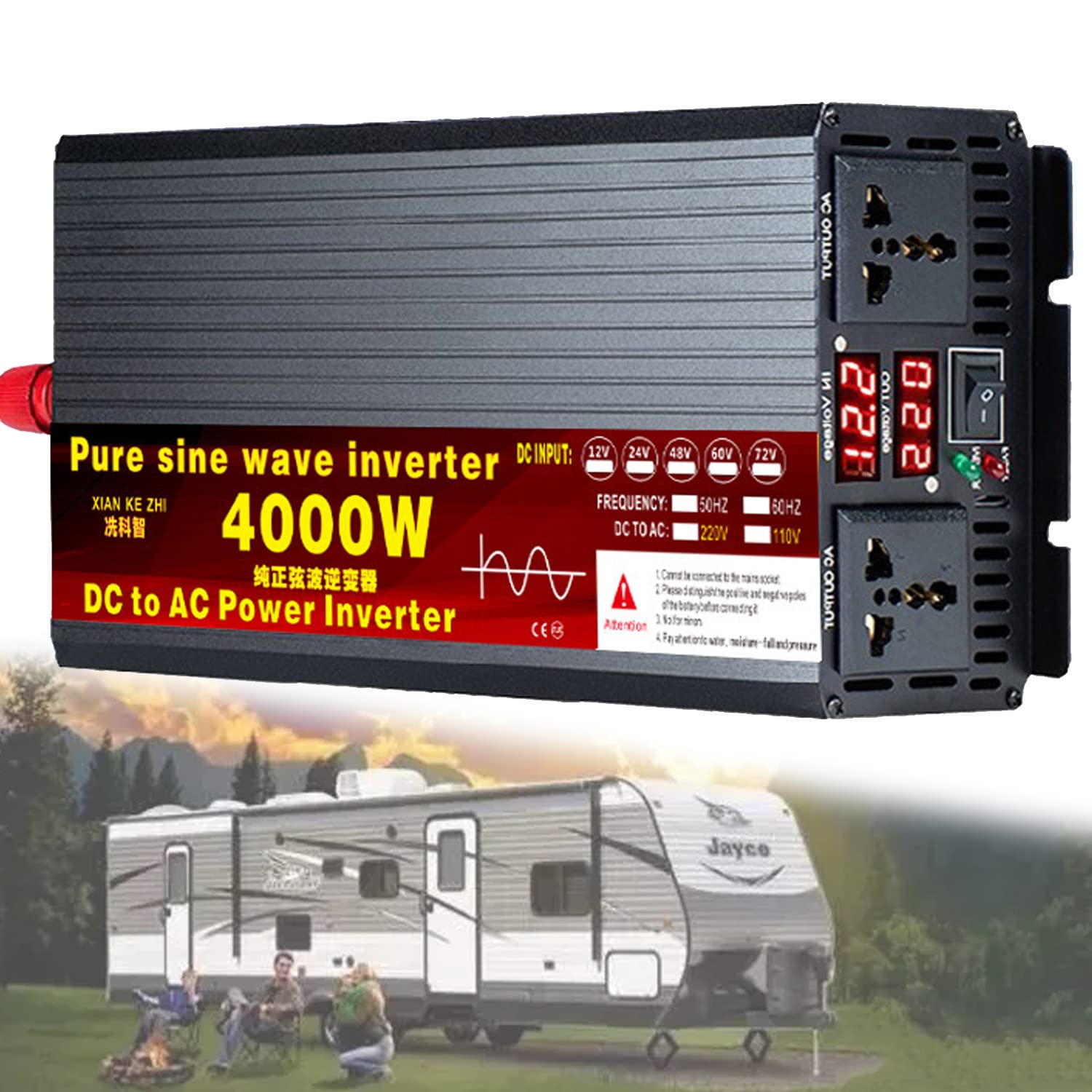 Przetwornica napięcia, czysty sinus, generator baterii, przenośna elektrownia (4000 W 48Vto220 V)