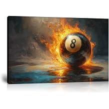 Billiards Black 8 Paintings Snooker Wall Art for Men Room Billiard Club Bar Billiard Room Gym Living Room Bedroom Games Home Wall Decor Prints Framed 18L" x 24W"