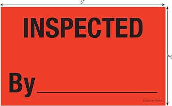 Tabbies Neon Red 3" x 5" Inspected BY Inspection Stickers | 500 Labels/Roll | Inspected By Inspection Labels for Shipping, Inventory, Warehouse