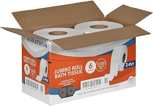 Marathon - Pañuelo de baño, 2 capas (6 rollos jumbo) x2 AS