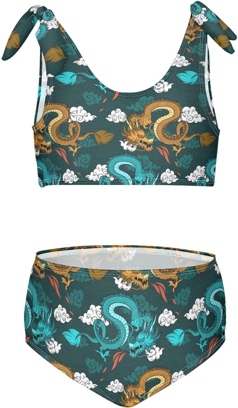 Horse Pattern On Blue Girls Bikini Sets 2 Piece Swimsuits Bathing Suit Swimwear