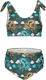 Horse Pattern On Blue Girls Bikini Sets 2 Piece Swimsuits Bathing Suit Swimwear