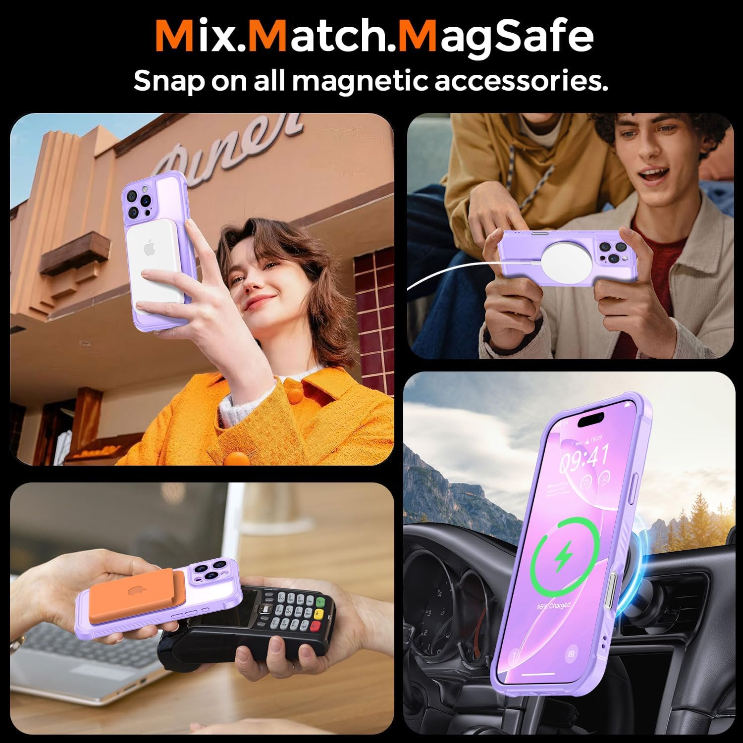 Thomo Magnetic for iPhone 16 Pro Case, [Full Camera Protection] [Compatible with Magsafe] Military-Grade Shockproof, Anti-Fingerprint Translucent Matte Phone Case,Light Purple - Image 7