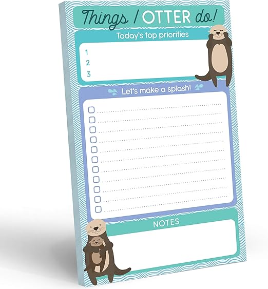 T MARIE Daily To Do List Notepad - 50 Sheets 5.5 x 8.5” Productivity Task Planner and Habit Tracker Pad - Cute Otter Gift Idea and Office Supplies to Reach Goals and Track Tasks and Appointments