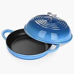 HaSteeL Forno holandês de ferro fundido de 5 litros, panela esmaltada pré-temperada com tampa, panelas redondas antiaderentes para assar pão de fermento, assar, fritar, resistente e seguro para forno