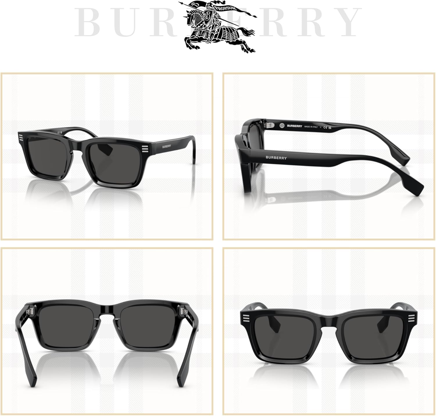 BURBERRY BE4403 Rectangle Sunglasses for Men +BUNDLE with ACCESSORY EYEWEAR KIT - Image 3