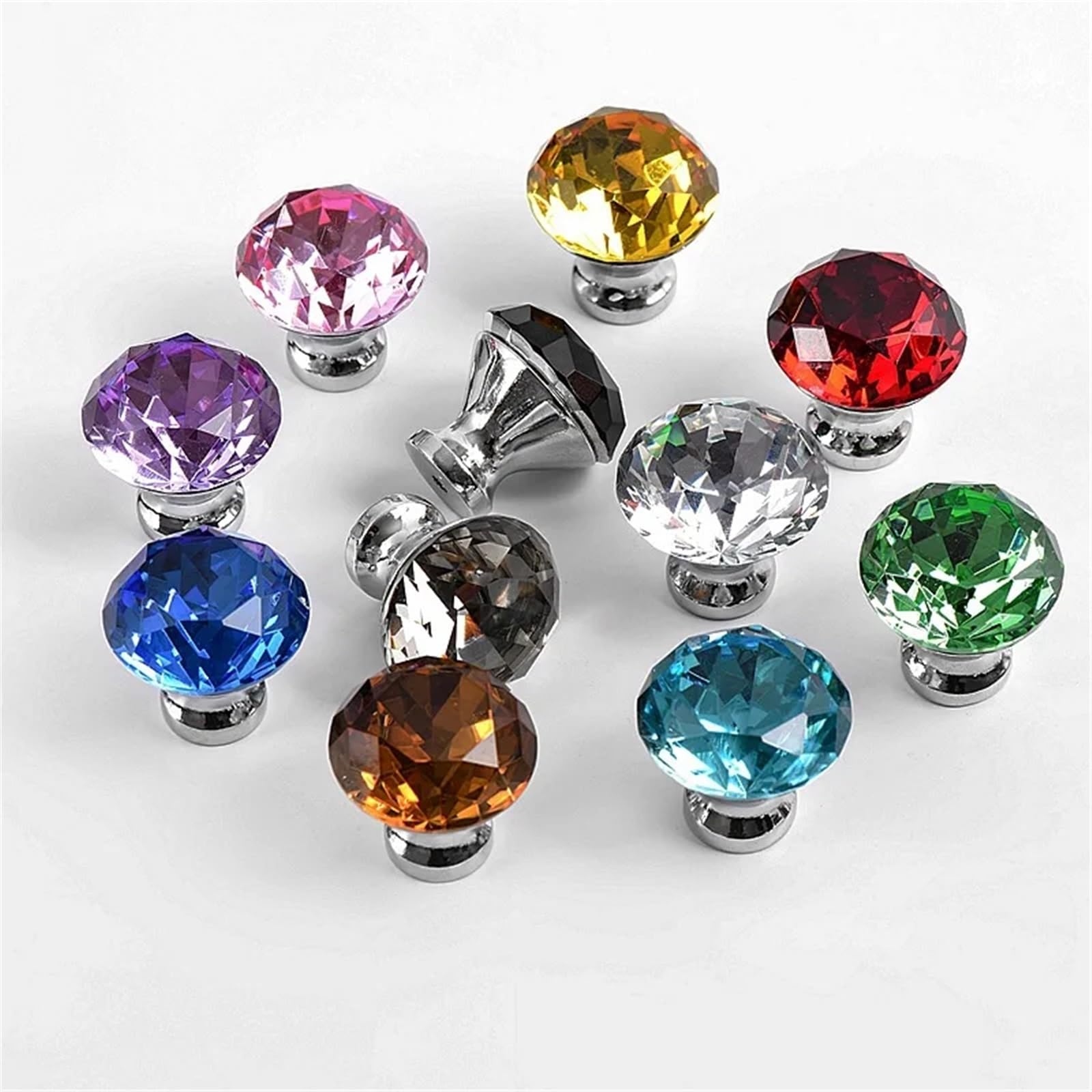KDHCVKZ 1pcs / 5pcs 30mm Diamond Shape Design Crystal Glass Knobs Cupboard Drawer Pull Kitchen Cabinet Door Wardrobe Handles Hardware(Black 30MM,5pcs)