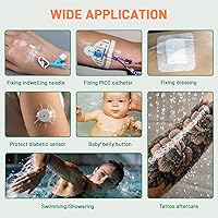 Vista 3 de Vendaje de película transparente de 2.4 x 2.7 pulgadas, 50 paquetes de parches adhesivos impermeables transpirables para heridas, cómodo vendaje