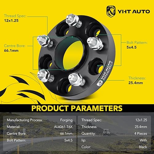 Miniatura 2 de YHTAUTO Espaciadores de rueda centrados de cubo de 5 x 4.5 de 1 pulgada para modelos Nissan e Infiniti, Altima, Sentra, Quest, 370Z, Q50 0.197x4.500