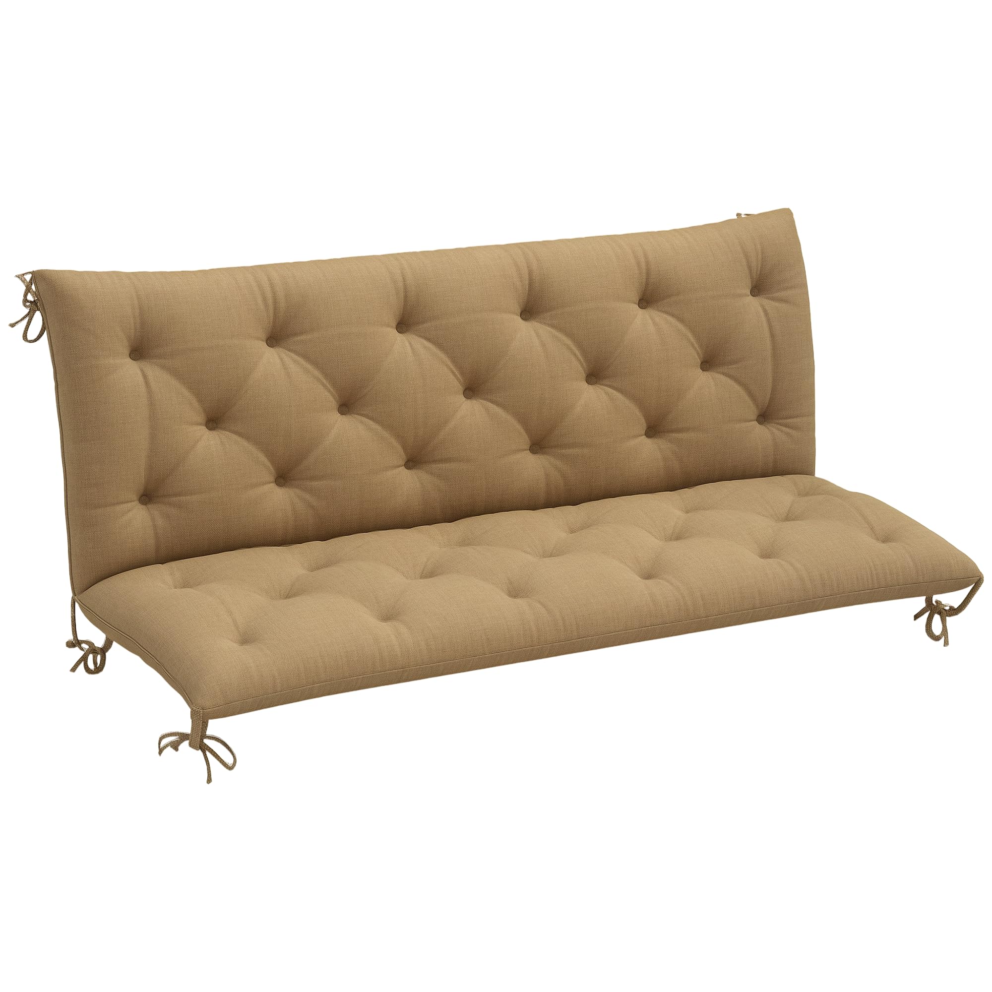 Outsunny Unisex Khaki Garden Bench Cushion Outdoor Seat Pad With Ties In