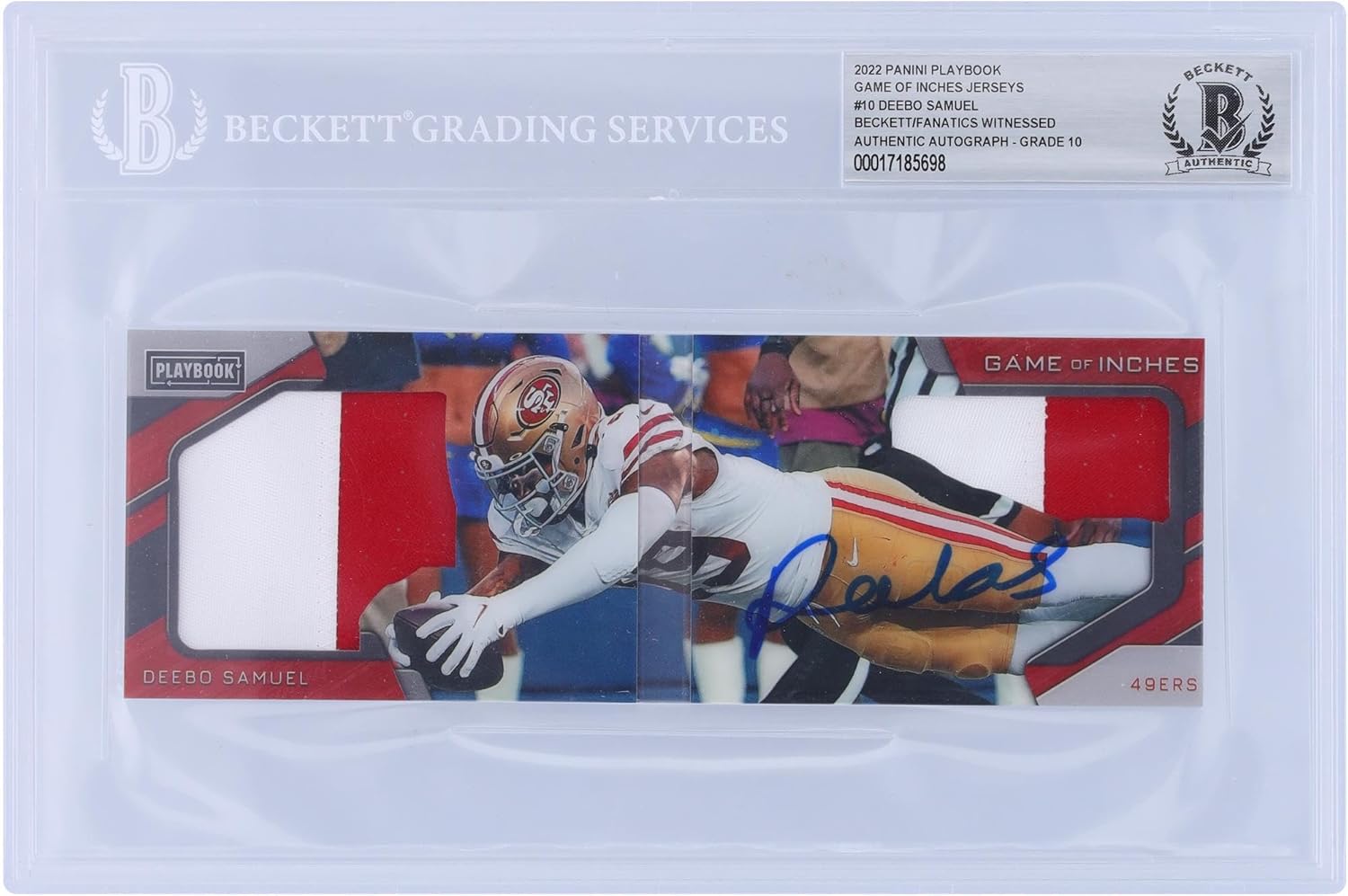 Deebo Samuel San Francisco 49ers Autographed 2022 Panini Playbook Game of Inches Booklet #GI-10#/49 Beckett Fanatics Witnessed Authenticated 10 Card - NFL Autographed Football Cards