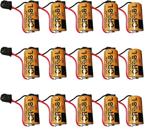 BALOLO (15-Pack) CR23 8.L 3V 2000mAh Lithium Battery Compatible for Fuji CR238.L 3V PLC Lithium Battery FDK CR238.L with Black Plug