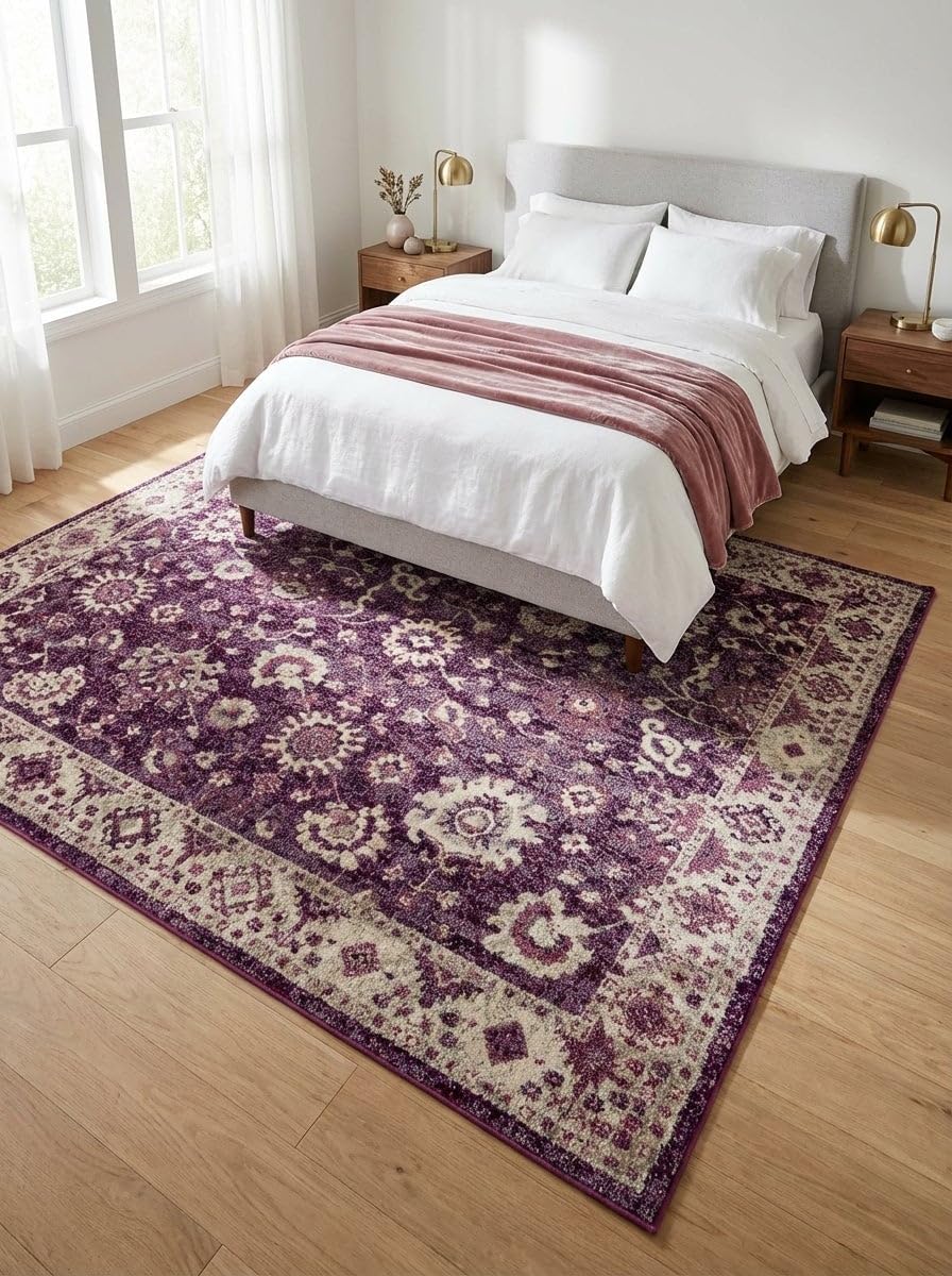 Rugs.com Madeline Collection Rug – 2' x 3' Purple Medium Rug Perfect for Entryways, Kitchens, Breakfast Nooks, Accent Pieces