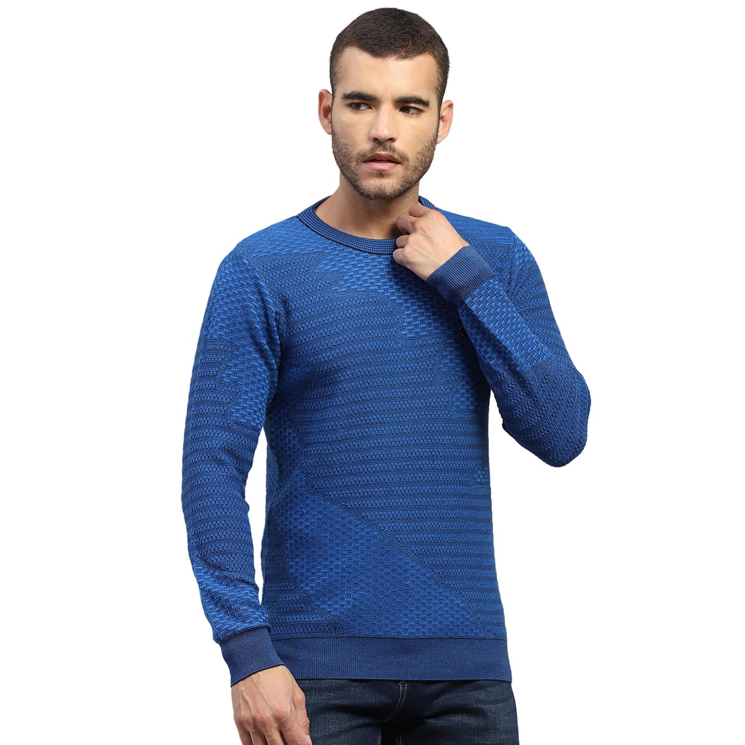 Men's Regular Fit Self Designed Round Neck Pull On Closure Full Sleeve Winter Pullover | Warm Woolen Sweater for Men |Comfortable Knitted Winter Wear for Men (Pack of 1)