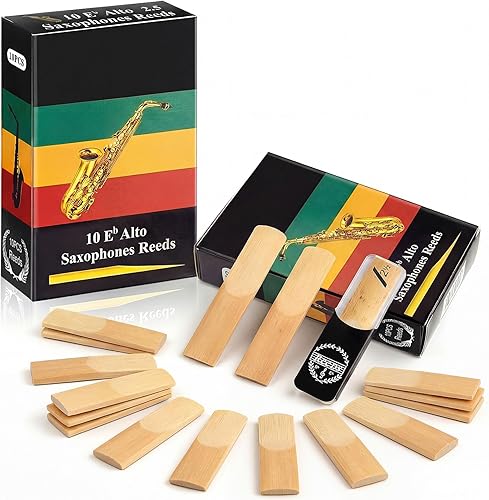 Paquete de 20 cañas de saxofón alto con paquete individual Cañas de saxo alto de 2.5 de fuerza, fácil de soplar, accesorios de saxofón reemplazables