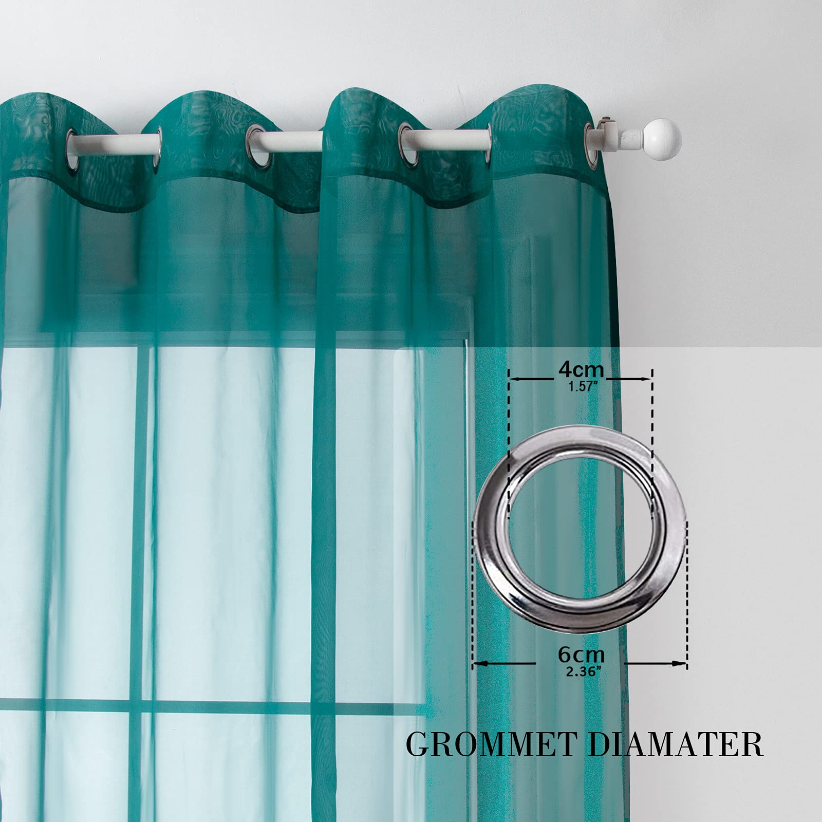 SIMPVALE 2 Tende In Voile Trasparenti Con Occhielli – 140x145 Cm, Blu, Per Soggiorno E Camera Da Letto