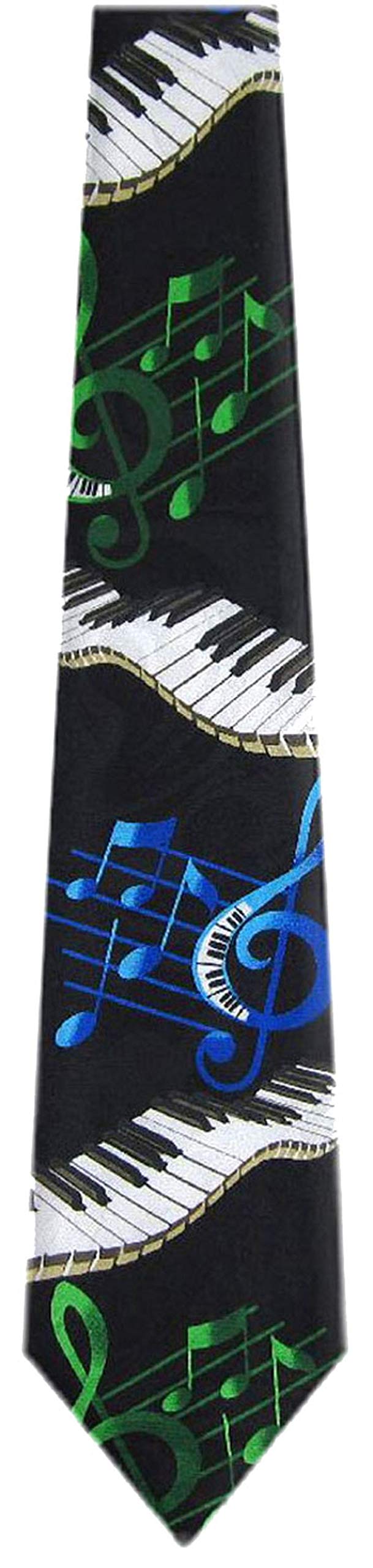 KB-301 - Mens Novelty Keyboard Necktie - Black Blue Green