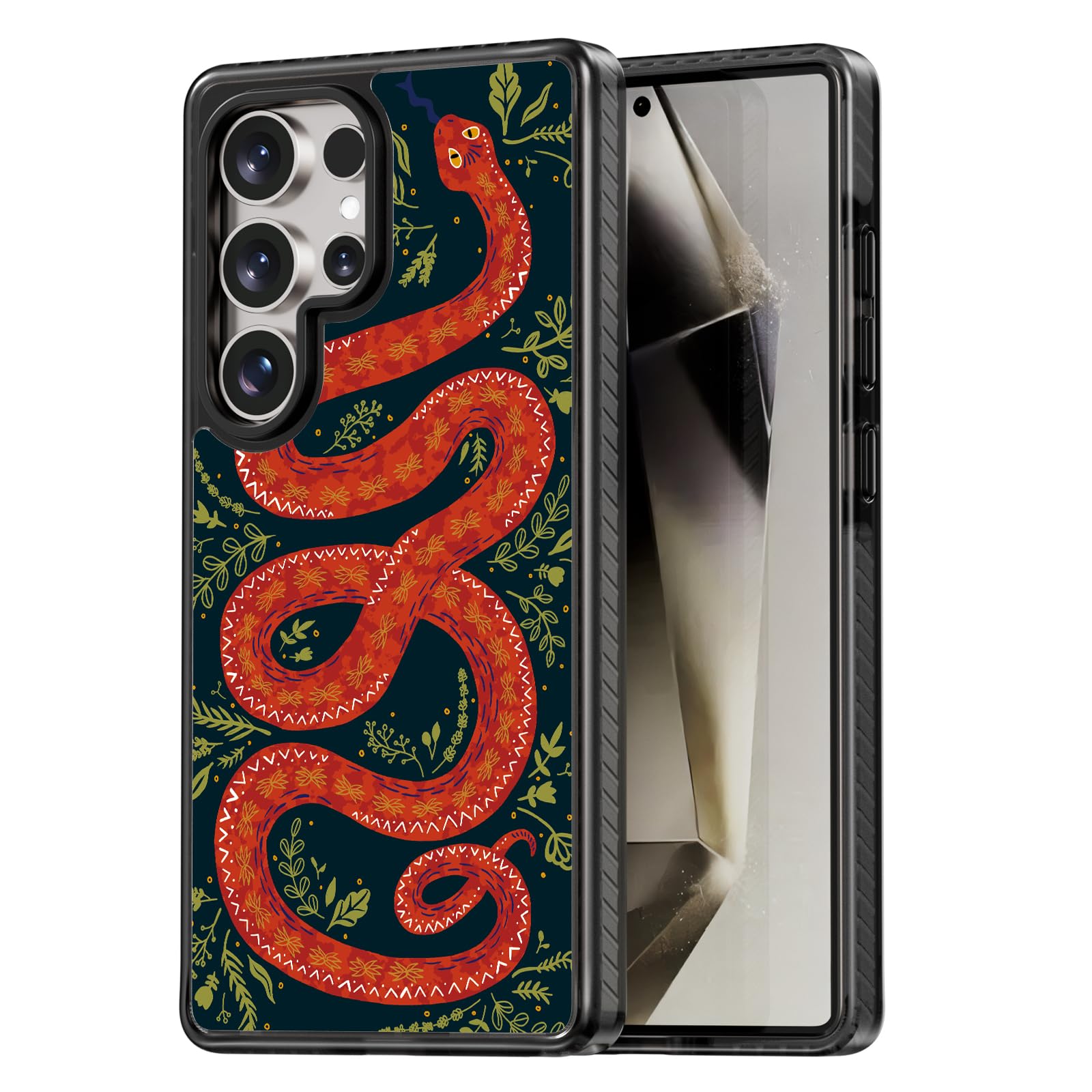 Rosarnnah for Samsung Galaxy S25 Ultra Case Aesthetic Black, Gothic Snake | Cute Funny Pattern Design for Girls Women Men, Durable Shockproof 6.9" Phone Case 6.6ft Drop Protection for Fashion Daily Gothic Snake(B25U) Basic Case Samsung Galaxy S25 Ultra