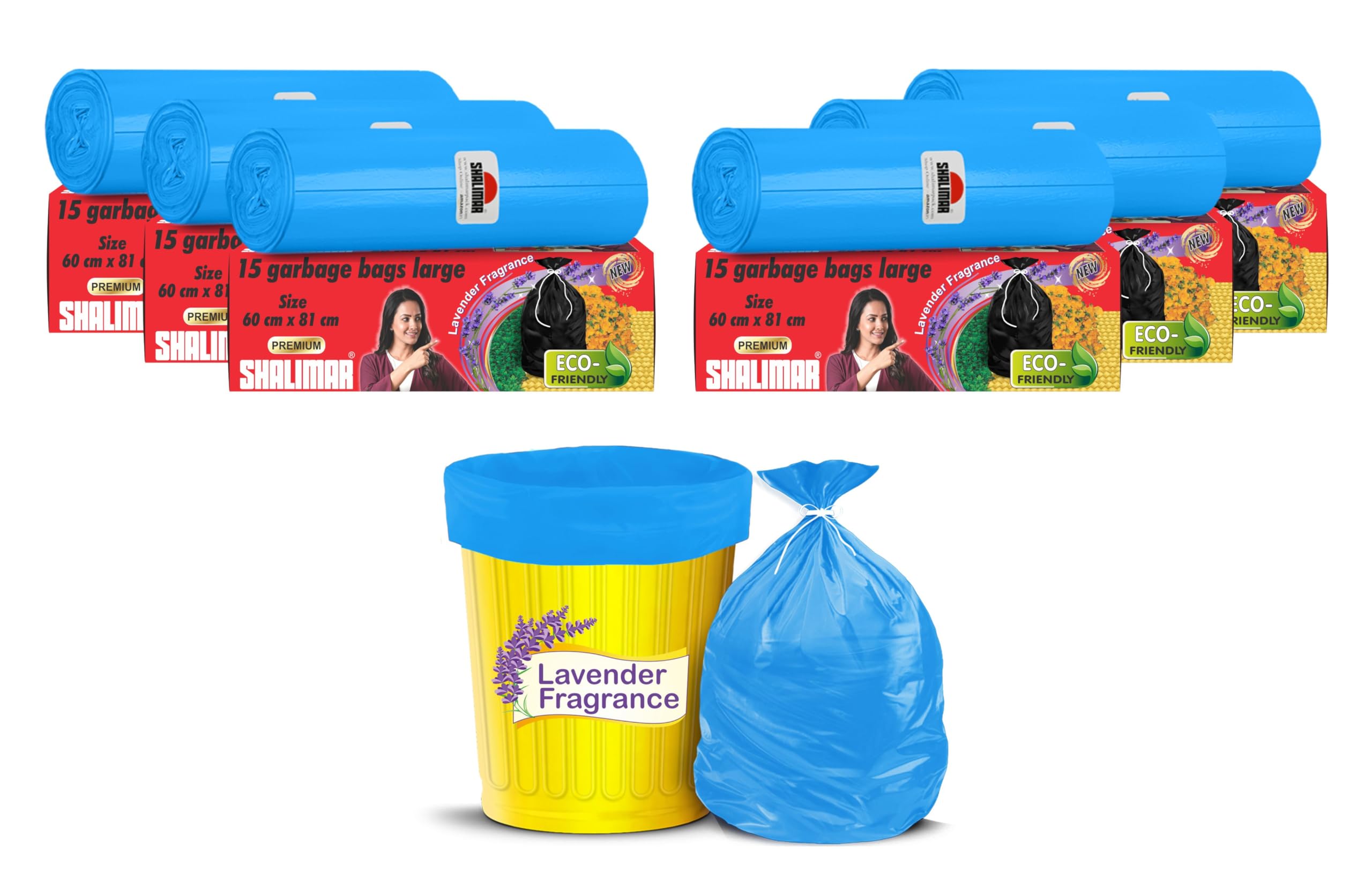 Shalimar Premium (Lavender Fragrance) Scented Garbage Bags | Large 24 X 32 Inches | 60 Bags | Dustbin/Trash Bag | (Blue) - Perforated Box for Easy Dispensing