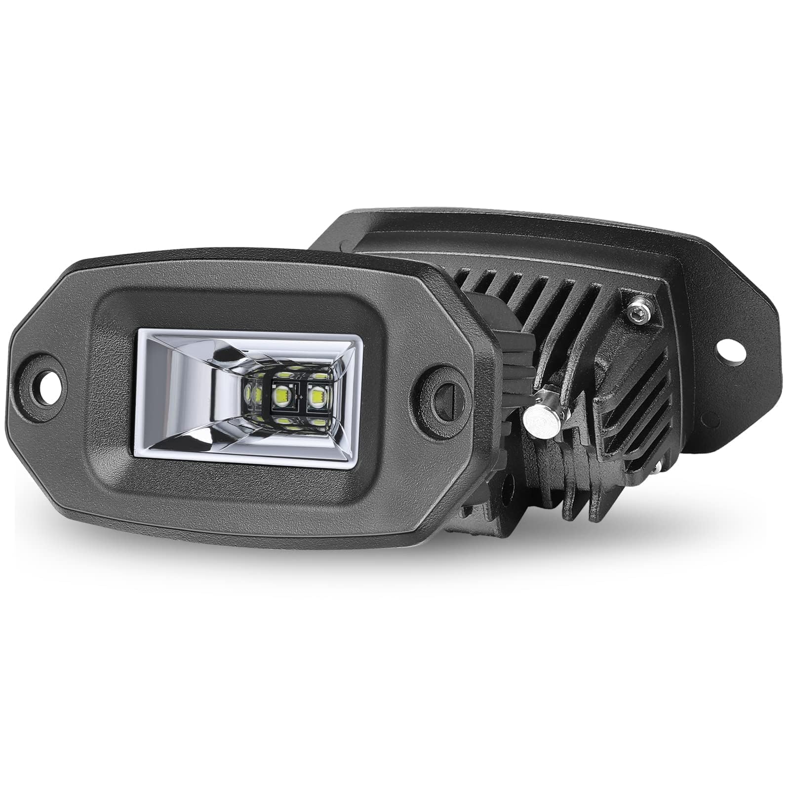 Flush Mount LED Pods 20W Flood Beam Backup Reverse Light Pods Mini LED Flush Lights Fog Light Bumper Lights 2Pcs for Truck Pickup UTV ATV SUV Chevy Nissan Subaru Lawn Mowers